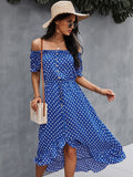 Pure color white spotted dress Aosig