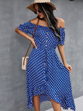 Pure color white spotted dress Aosig