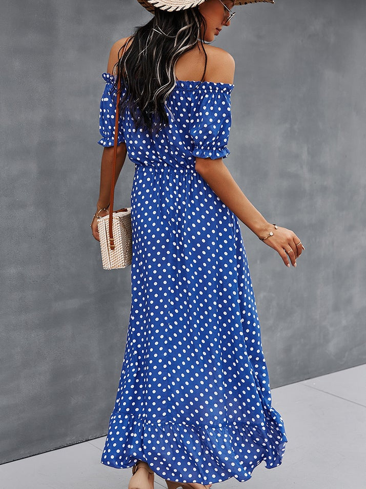 Pure color white spotted dress Aosig
