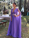 Purple Charming Deep V Waist Evening Dress Aosig