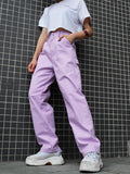 Purple Loose Trousers Aosig