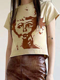 Retro Avatar Print T-shirt Aosig