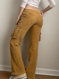 Retro Cargo Pocket Hot Girl Street Hipster Corduroy Pants Aosig