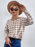 Retro Houndstooth Knitted Sweater Aosig