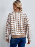 Retro Houndstooth Knitted Sweater Aosig