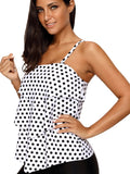 Retro Polka Dot Ruffle Halter Tankini Top Aosig