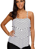 Retro Polka Dot Ruffle Halter Tankini Top Aosig