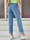 Ripped Straight-leg Denim Trousers Aosig