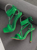 Roman Strappy Catwalk Metal Heel Sandals Aosig