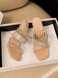 Roman Style Personality Rhinestone One Word With Temperament Sandals Aosig