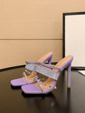 Roman Style Personality Rhinestone One Word With Temperament Sandals