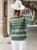 Round Neck Green Christmas Sweater Aosig