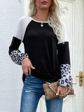 Round Neck Leopard Print Knitted Sweater