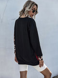 Round Neck Leopard Print Sweatshirt Aosig