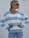 Round Neck Long Sleeve Knitted Sweater Aosig