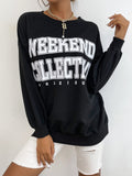 Round Neck Long Sleeve Letter Sweatshirt Aosig