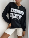 Round Neck Long Sleeve Letter Sweatshirt Aosig