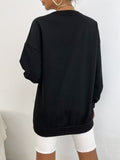 Round Neck Long Sleeve Letter Sweatshirt Aosig