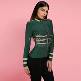 Round Neck Long Sleeve Metal Studded Bandage Jacket Aosig