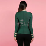 Round Neck Long Sleeve Metal Studded Bandage Jacket Aosig