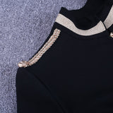 Round Neck Long Sleeve Metal Studded Bandage Jacket Aosig