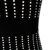 Round Neck Long Sleeve Rhinestone Over Knee Bandage Dress SP023 Aosig