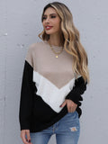 Round Neck Long Sleeve Sweater Aosig