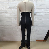 Round Neck Long Sleeve Tie Bandage Jumpsuit Aosig