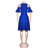 Round Neck Short Sleeve Midi Pleated Bandage Dress PZC1643 Aosig