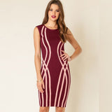 Round Neck Short Sleeve Plat Over Knee Bandage Dress