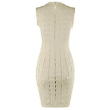 Round Neck Sleeveless Hallow Out Mini Bandage Dress HT0065 Aosig