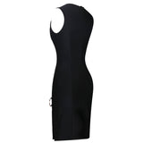 Round Neck Sleeveless Metal Studded Mini Bandage Dress PF091912 Aosig