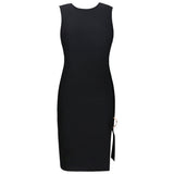 Round Neck Sleeveless Metal Studded Mini Bandage Dress PF091912 Aosig