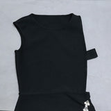 Round Neck Sleeveless Mini Rhinestone Bandage Dress PZC1726 Aosig