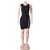 Round Neck Sleeveless Mini Rhinestone Bandage Dress PZC1726 Aosig