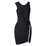 Round Neck Sleeveless Mini Rhinestone Bandage Dress PZC1726 Aosig