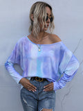 Round Neck Tie-Dye Women's T-shirt Aosig