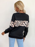 Round neck Leopard print sweatshirt Aosig