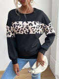 Round neck Leopard print sweatshirt Aosig