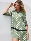 Round spotted pattern long dress Aosig