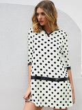 Round spotted pattern long dress Aosig