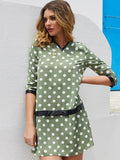 Round spotted pattern long dress Aosig