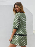 Round spotted pattern long dress Aosig