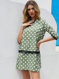 Round spotted pattern long dress Aosig