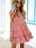 Ruffle Short Sleeve Cake Dress Aosig
