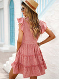 Ruffle Short Sleeve Cake Dress Aosig