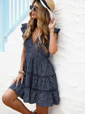 Ruffle Short Sleeve Cake Dress Aosig