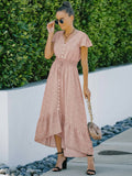 Ruffled Chiffon Dress Aosig