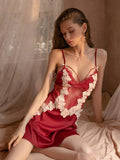 Satin Lace Sheer Hot Sling Nightdress Aosig