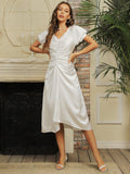 Satin Ruffled Ball Dress Aosig